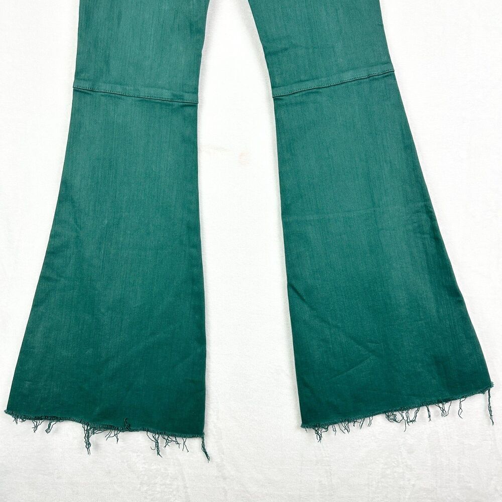Vervet High Rise Raw Hem Super Flare Jeans Size 26 Teal Green - Picture 6 of 6